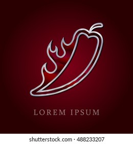 Hot Spicy Chilly Red Crystal Ruby with Silver Precious Jewel Icon / Logo Design