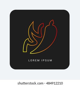 Hot Spicy Chilly Red & Orange gradient attractive line thin icon / logo design