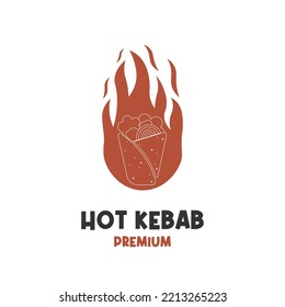 Hot and spicy fire kebab illustration logo