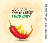 Hot and Spicy Food Day Post Design Vector Illustration