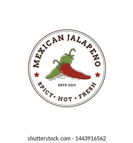 Hot and spicy jalapeno chili pepper seal logo design