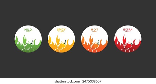 Hot spicy level label  design template with fire combination ,premium vector