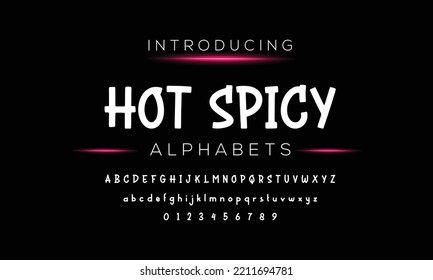 Hot Spicy, modern minimalist elegant alphabet. futuristic upper case sans serif font. vector design