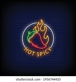 Hot Spicy Neon Signs Style Text Vector