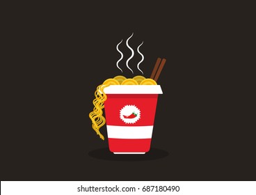 hot and spicy oriental noodle cup vector