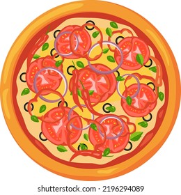 Hot spicy pizza with mexican peppers. Fast food icon