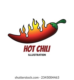 Hot Spicy Red Chili Flame Fire Illustration Vector