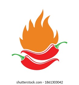 hot spicy red chilies icon. flat chili pepper logo vector concept design