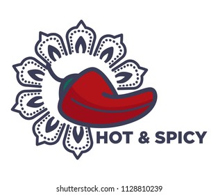 Hot and spicy red chilli pepper spice vector illustration