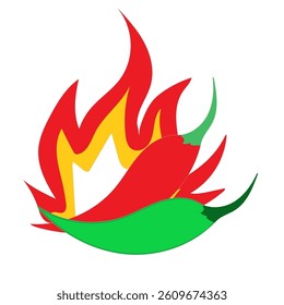 hot and spicy red and green chillies illustration design