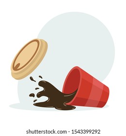 Hot Spilled Coffee Paper Cup Vector