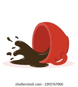 Hot Spilled Coffee Red Cup Vector