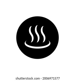 Hot Spring Icon Circle Black Color Editable.steam Bath Icon. 