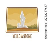 Hot Spring Landscape with Wyoming Border Perfect for Print, Apparel,etc
