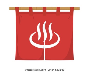 Hot spring noren vector illustration red