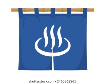 Hot spring noren vector illustration dark blue
