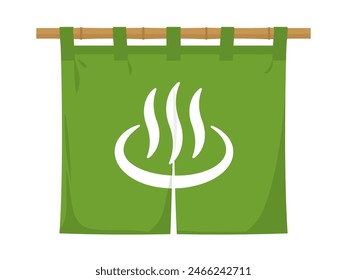 Hot spring noren vector illustration yellow green