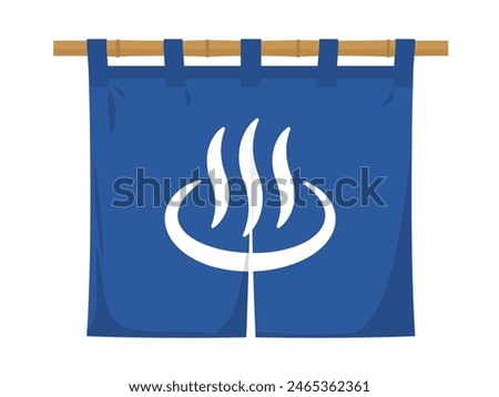 Hot spring noren vector illustration dark blue
