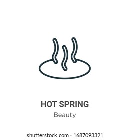 Hot spring outline vector icon. Thin line black hot spring icon, flat vector simple element illustration from editable beauty concept isolated stroke on white background