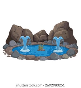 Concepto aislado de la Ilustración vectorial de las aguas termales de la relajación geotérmica natural de la piscina, del bienestar y del ambiente al aire libre del balneario o del diseño del destino del viaje