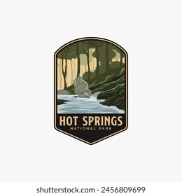 Hot Springs National Park logo patch badge illustration, river forest scenery design svg