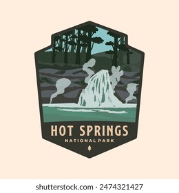 hot springs national park logo vector patch illustration design, arkansas emblem logo design