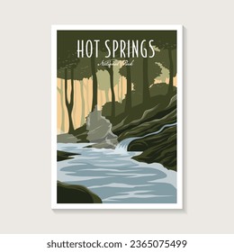 Hot Springs National Park poster illustration, river forest scenery poster design svg