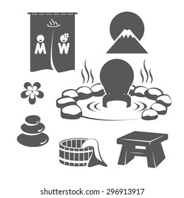 Hot Springs Set. Icons symbol logo design. Vector illustration.