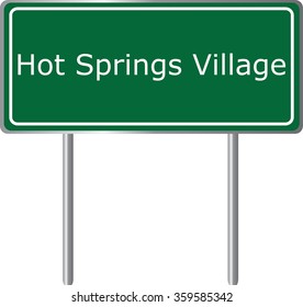 Hot Springs Village , Arkansas, road sign green vector illustration, road table, USA city