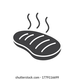 hot steak icon over white background, silhouette style, vector illustration