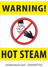 Hot steam contact may cause burn or scaled keep hands clear safety sign vector