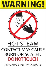 Hot steam contact may cause burn or scaled keep hands clear safety sign vector