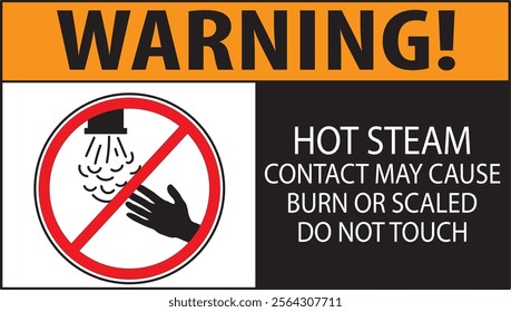 Hot steam contact may cause burn or scaled keep hands clear safety sign vector