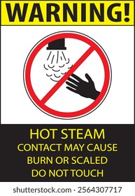 Hot steam contact may cause burn or scaled keep hands clear safety sign vector