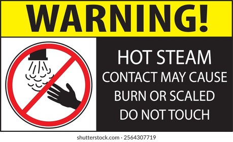 Hot steam contact may cause burn or scaled keep hands clear safety sign vector