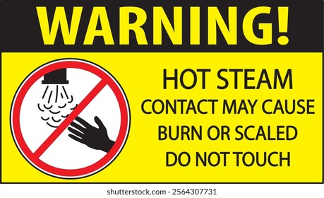 Hot steam contact may cause burn or scaled keep hands clear safety sign vector