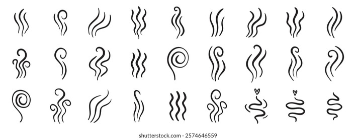 hot steam icon design line element, doodle smell sign, wave symbol. hot drink lines. Vector illustration