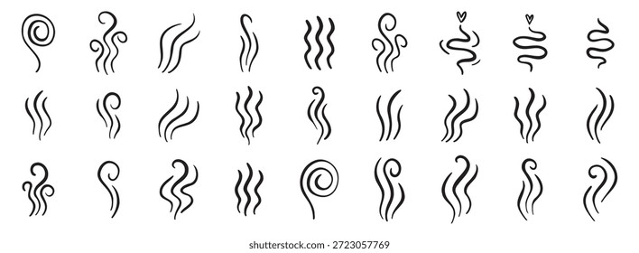 Heißdampf-Symbol Design-Linie Element, doodle Geruch Zeichen, Welle Symbol. Hotdrink-Linien. Vektorgrafik
