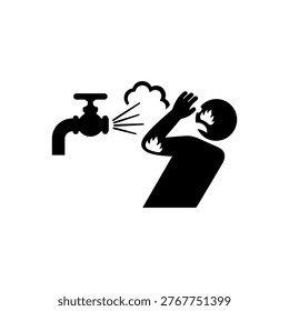 Hot Steam Scald Hazard Icon Isolated On White Background 