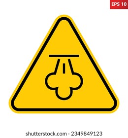 Hot steam sign. Vector illustration of yellow triangle warning sign plume of steam icon inside. Emission of hot steam symbol. Caution hot temperature. Risk of burns. Symbol used in industry.