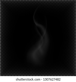 Hot steam, smoke. 3d realistic vector illustration isolated on transparent black background.