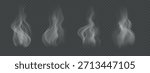Hot steam and smoke PNG elements. Realistic semi transparent vapor from food, tea, coffee