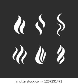 Hot steam vector shapes isolated on black background