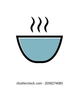 Hot steaming broth bowl icon. Healthy soup or noodle cup simple icon