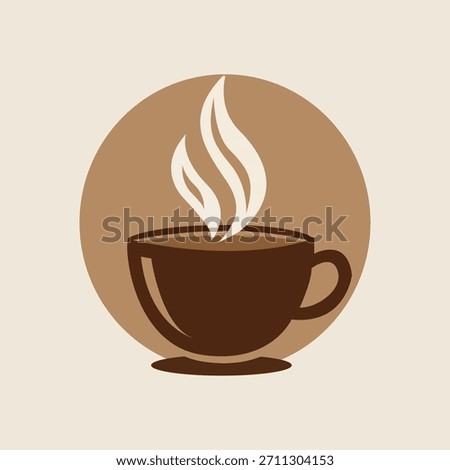Hot steamy cup of tea coffee mug beverage cafe shop symbol Vector logo template