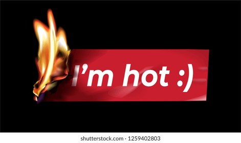 I'm hot sticker on fire illustration