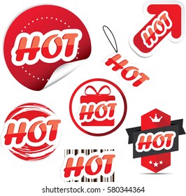 Hot sticker set -vector