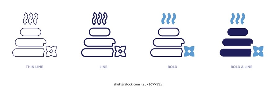 Hot stone icon in 4 different styles. Thin Line, Line, Bold, and Bold Line. Duotone style. Editable stroke.