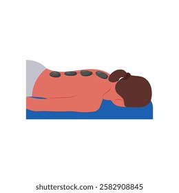 Hot Stone Massage, Beauty and Spa Vector isolated Illustration