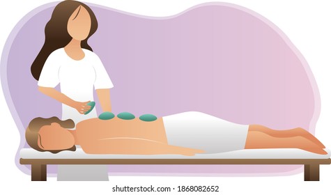 Vector de terapia de masaje de piedras calientes